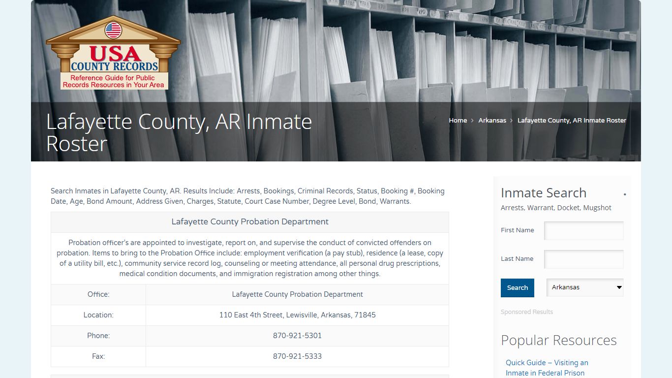 Lafayette County, AR Inmate Roster | Name Search